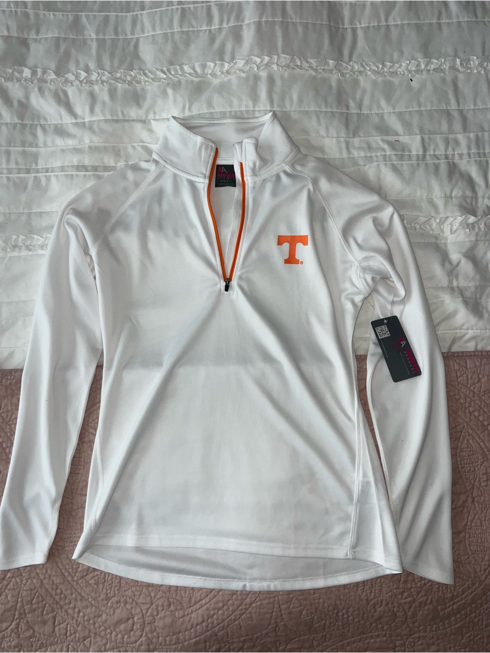 Knights Apparel White Performance Pullover with Pink Logo Tag